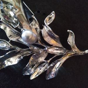 Badgley Mischka Silvertone Pear & Stone Pin